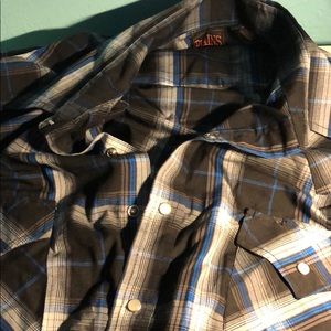 plaid long sleeve button up shirt men’s XL